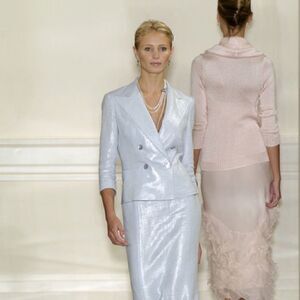 Ralph Lauren Spring 2005 Runway Collection Ice Blue Linen Luster Pencil Skirt